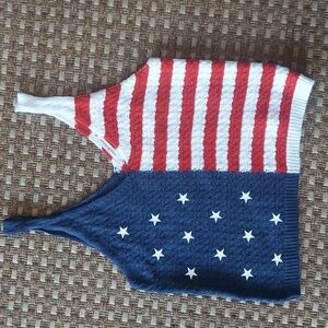 Moon & Madison Red, White and Blue American Flag Knit Sleeveless Tank